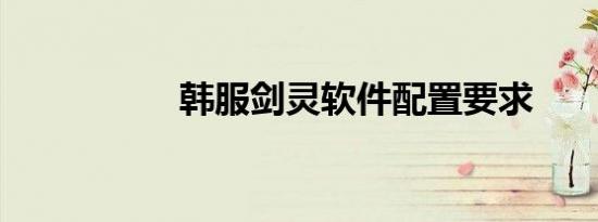 韩服剑灵软件配置要求