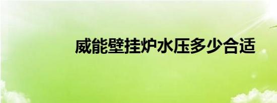 威能壁挂炉水压多少合适