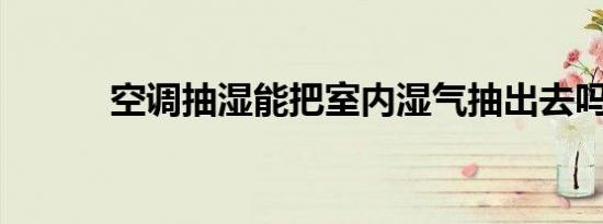 空调抽湿能把室内湿气抽出去吗