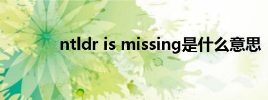 ntldr is missing是什么意思